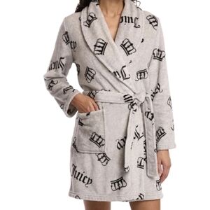 Juicy Couture Light Heather Fleece Logo Robe Large / XL New NWT